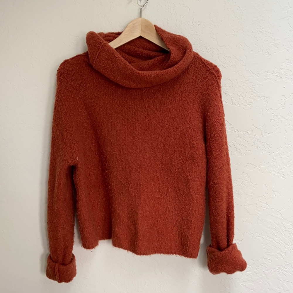 Free People Burnt Orange Cowl Neck Sweater